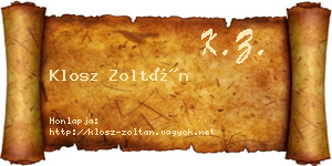 Klosz Zoltán névjegykártya